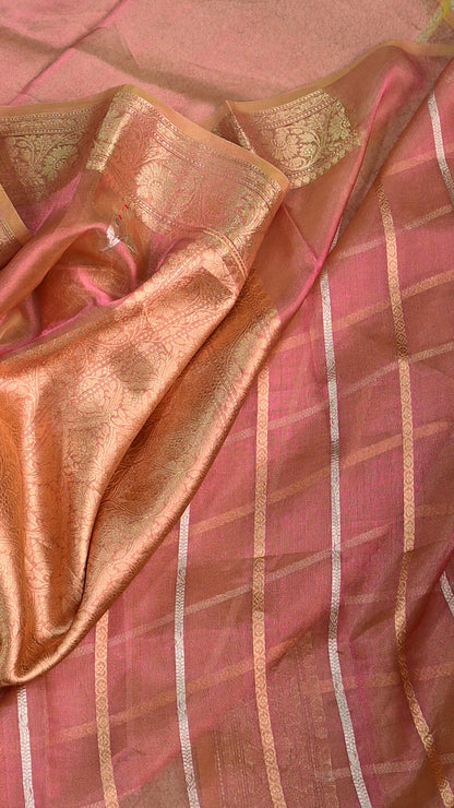 Shimmering handwoven tissue silk saree