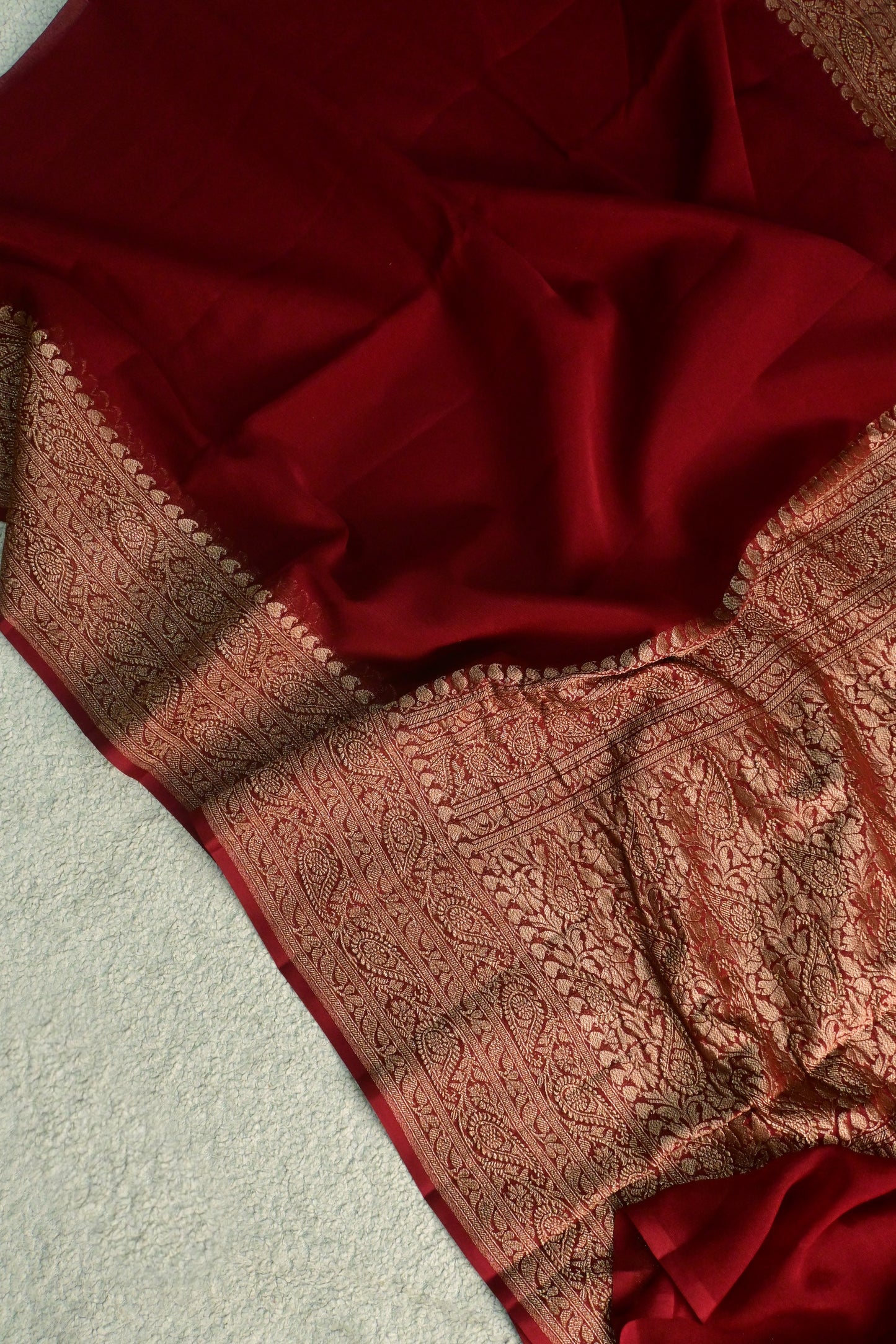 Handwoven pure Khaddi Georgette plain saree.