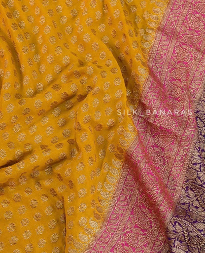 Handwoven Triple Shade Khaddi Georgette Saree