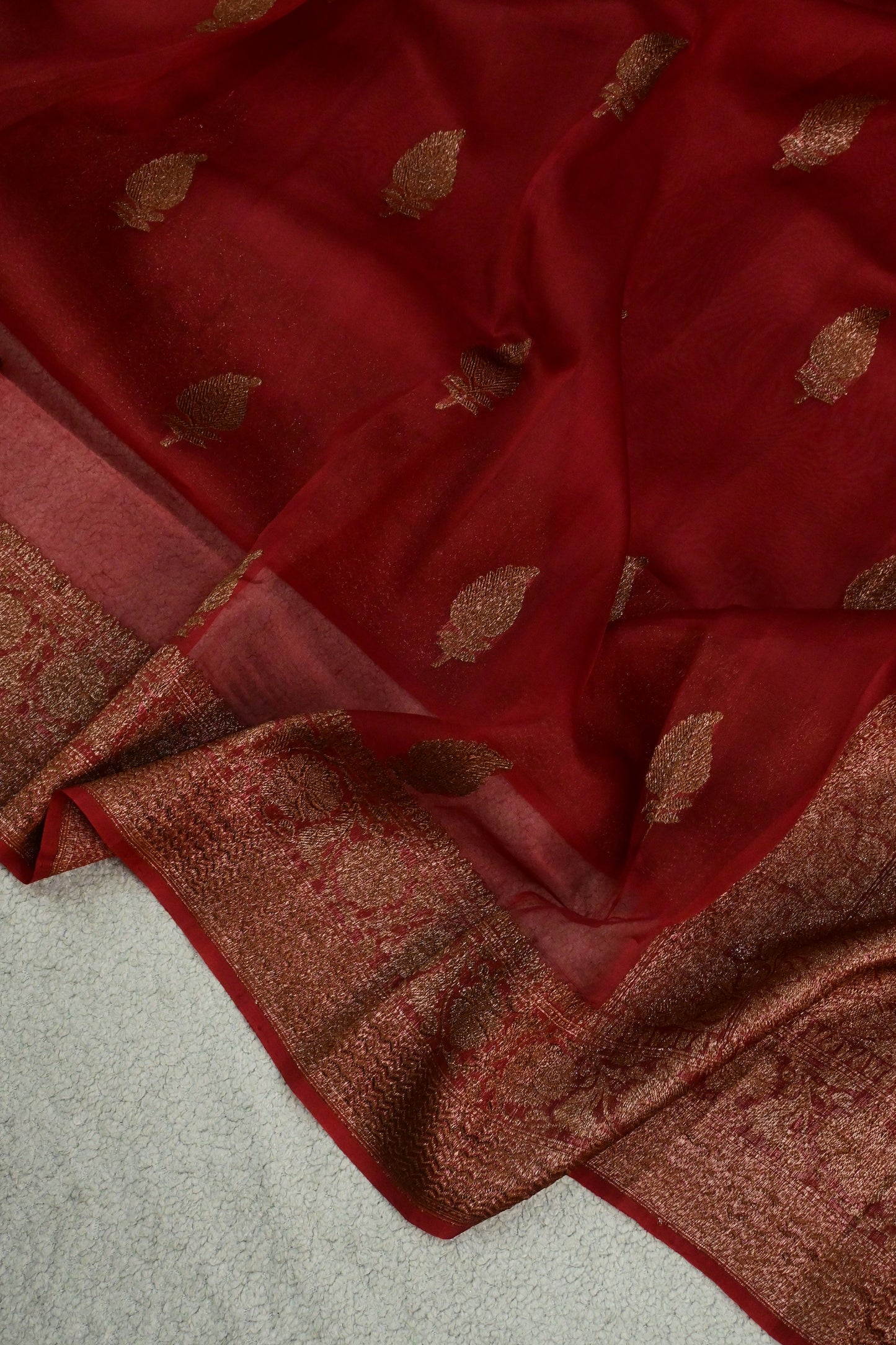 Handwoven pure Kora organza silk saree