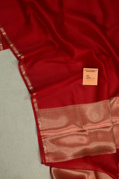 Ravishing red pure Kora organza saree