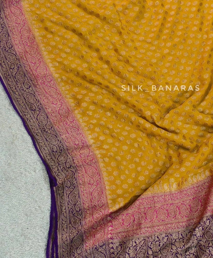 Handwoven Triple Shade Khaddi Georgette Saree