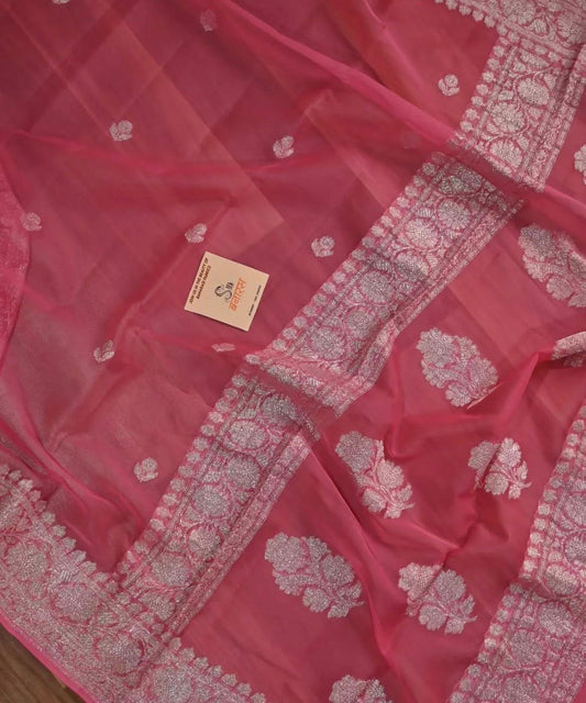 Handwoven pure Khaddi chiffon saree