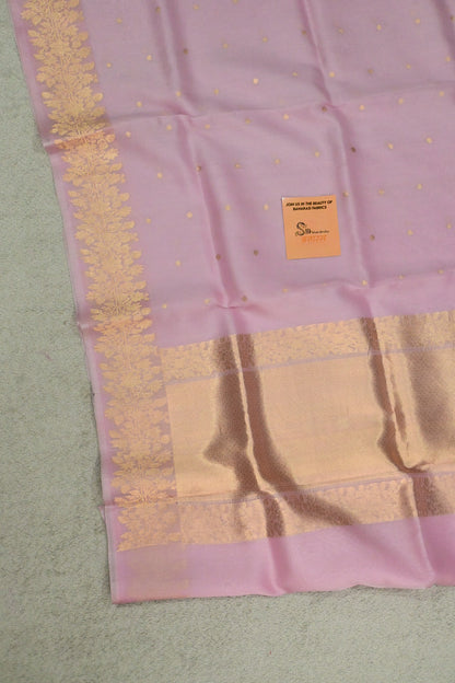 Pure Kora Silk Saree in Soft Pink with Gold Zari Work