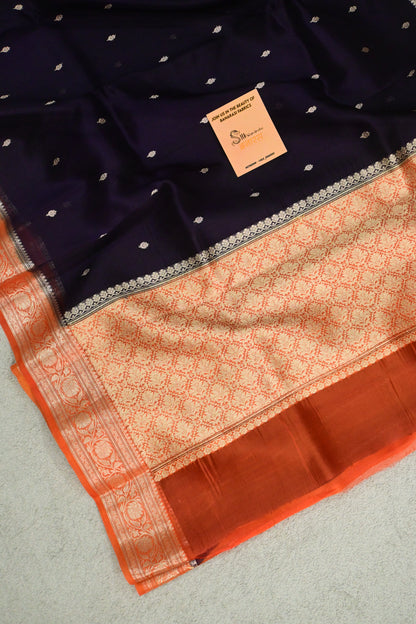 Handwoven pure organza silk saree in contrast shade