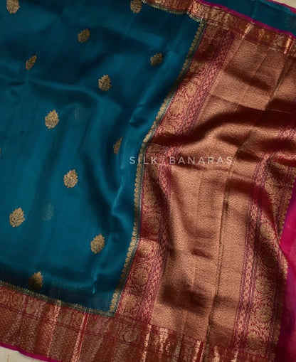 Handwoven Pure Kora Organza Silk Saree with Antique Zari Weaving