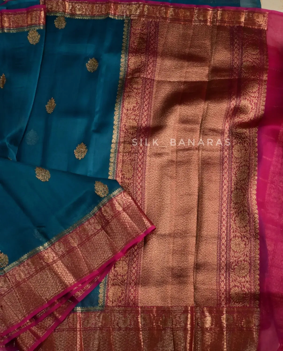 Handwoven Pure Kora Organza Silk Saree with Antique Zari Weaving
