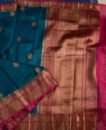 Handwoven Pure Kora Organza Silk Saree with Antique Zari Weaving