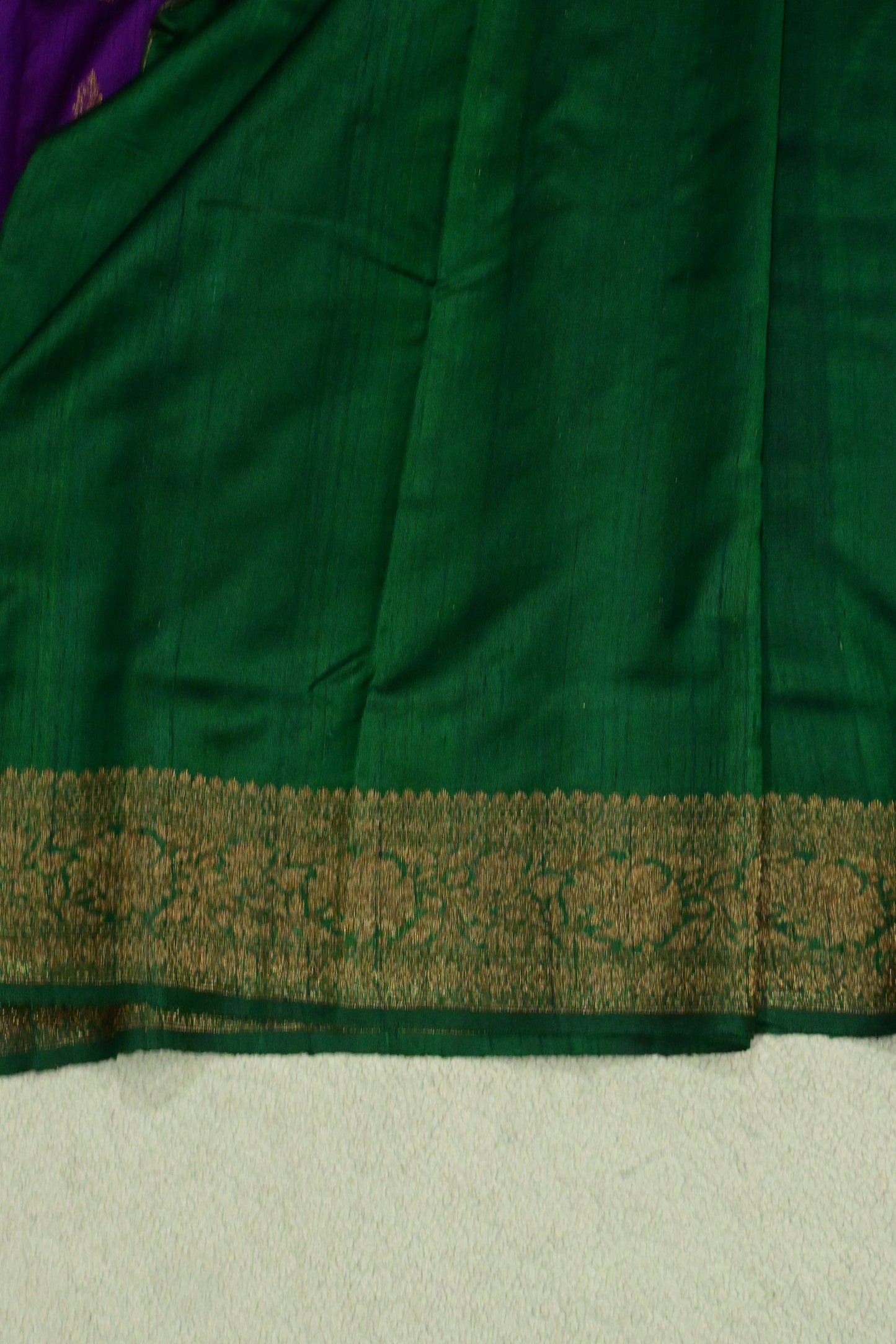 Royal Violet Pure Raw Silk Handloom Saree with Antique Zari