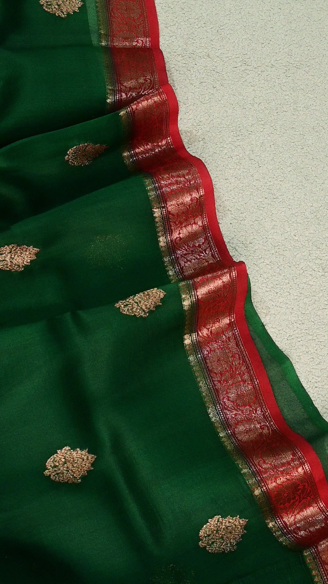 Handwoven triple shade pure Kora organza silk saree