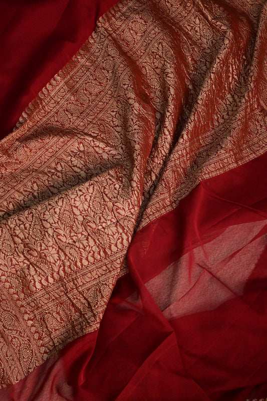 Handwoven pure Khaddi Georgette plain saree.