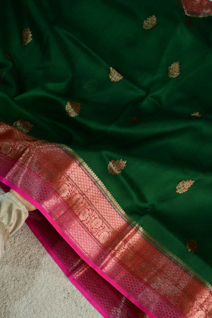 Handwoven triple shade pure Kora organza silk saree