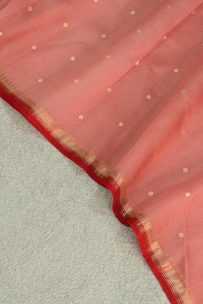 Classic handwoven pure Kora organza saree, having beautiful contrast red salvage