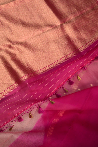 A lightweight pastel kora organza woven with timeless zari details.
