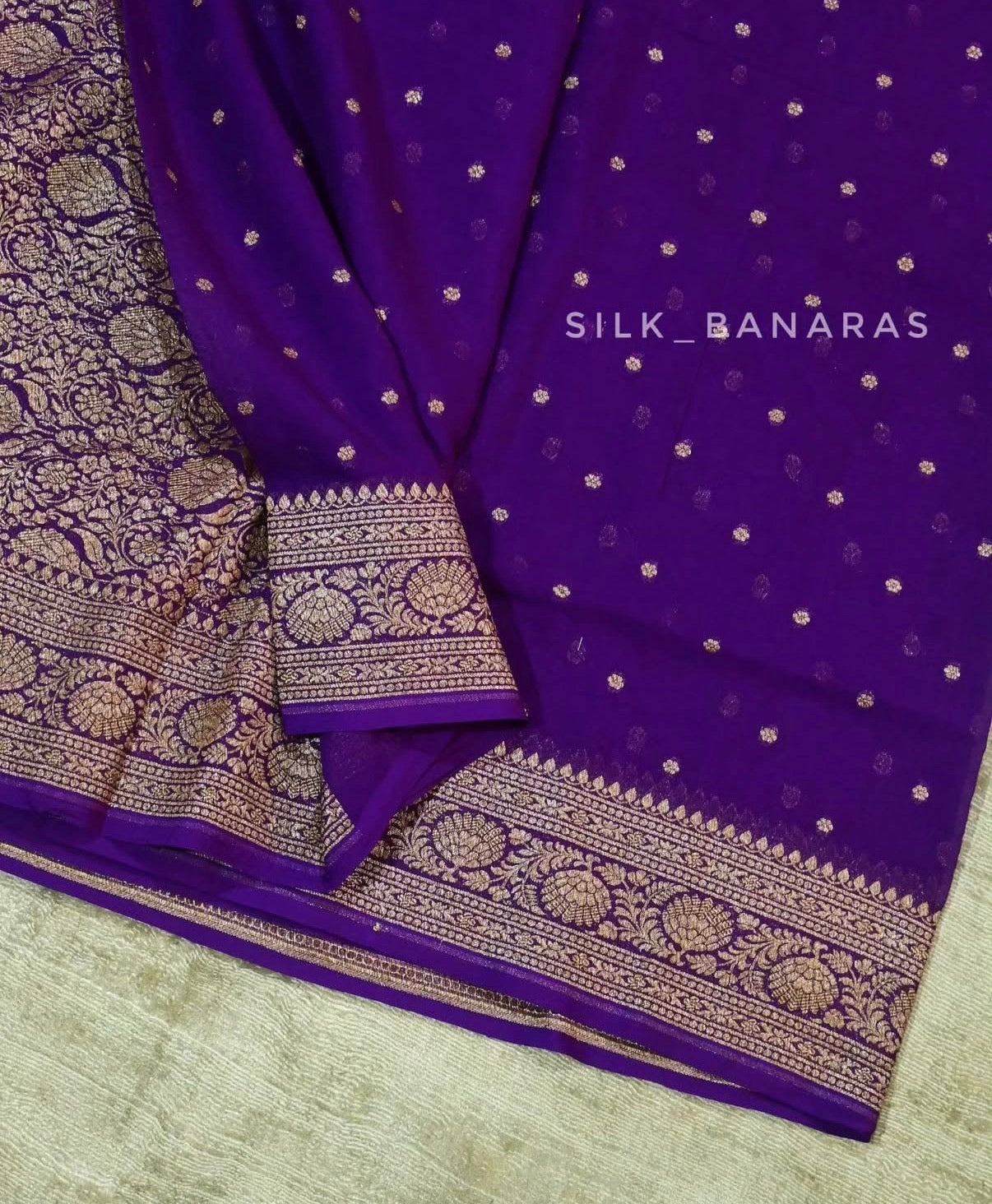 Handloom Pure Khaddi Georgette Banarasi Saree – Royal Purple