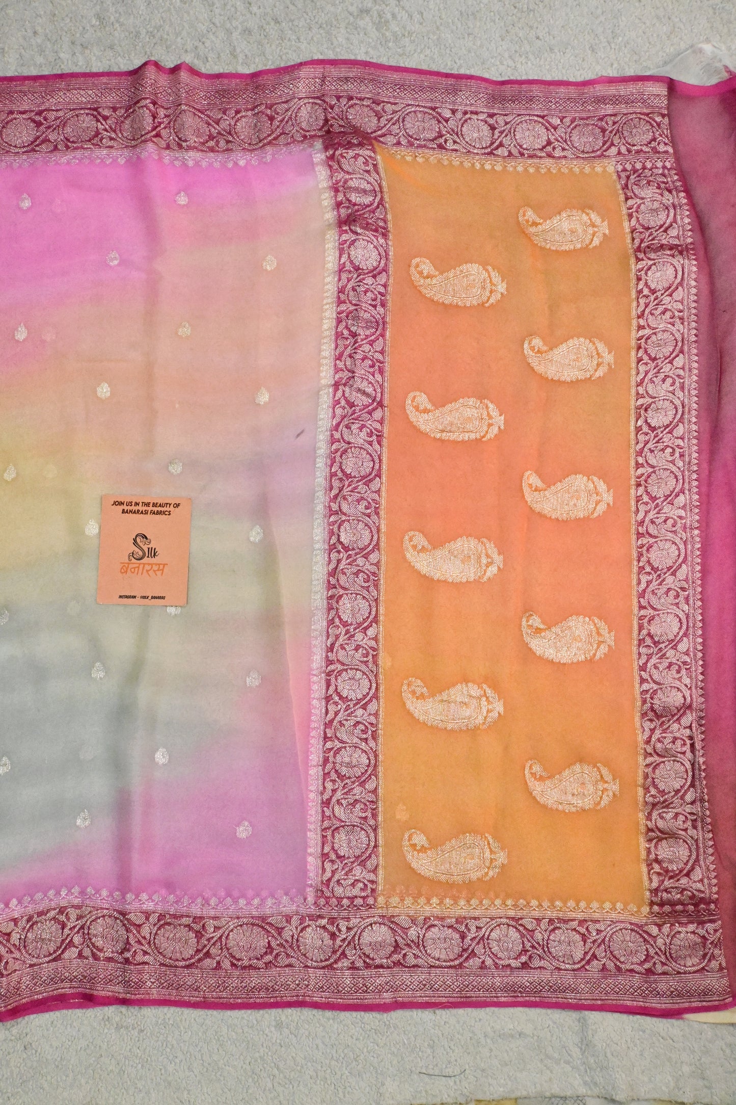 Pastel handwoven Khaddi chiffon saree