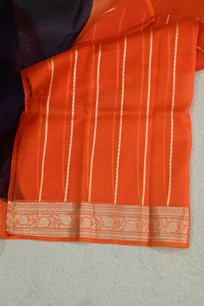 Handwoven pure organza silk saree in contrast shade