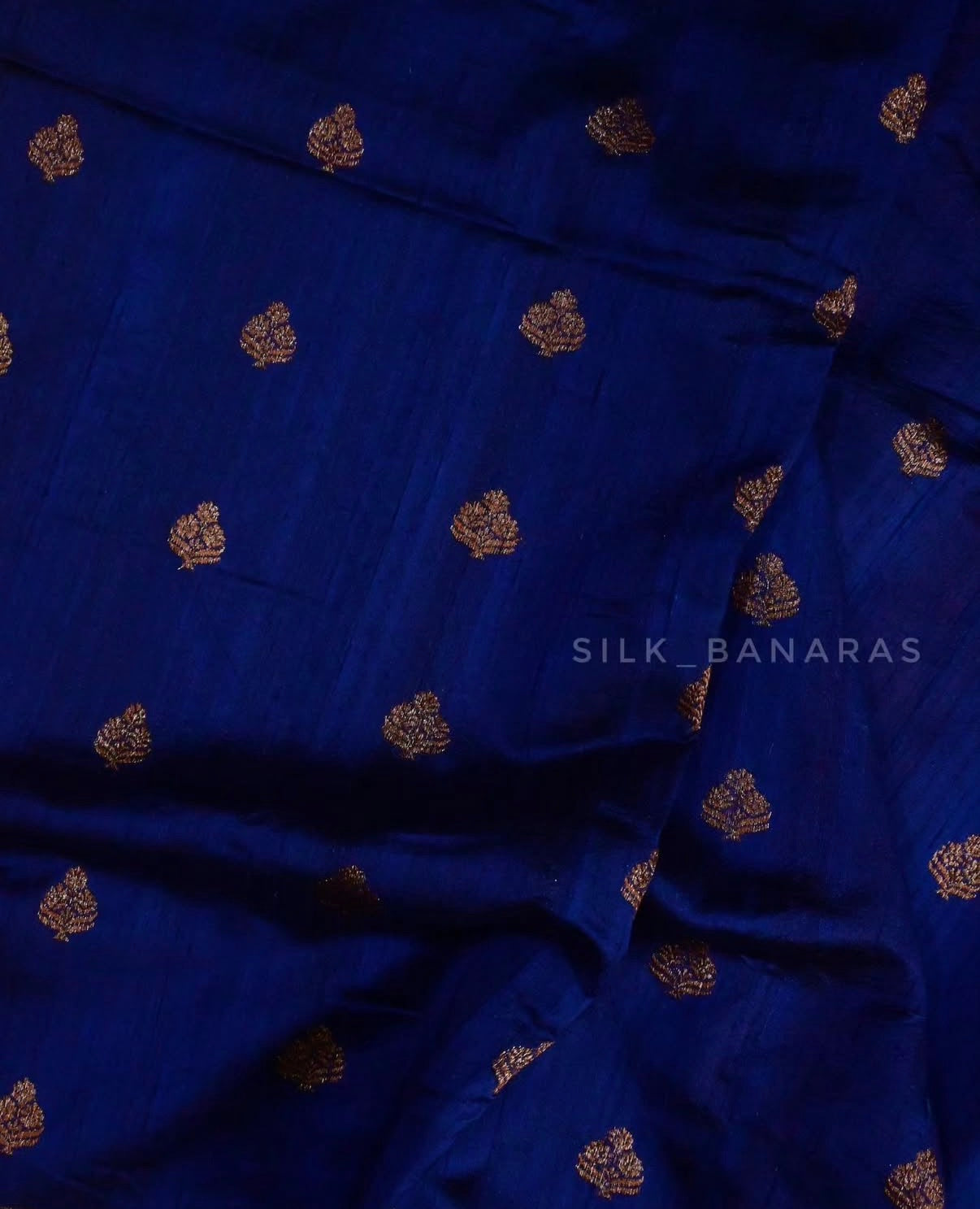 Royal Blue & Crimson Red Handloom Pure Raw Silk Banarasi Saree with Antique Zari