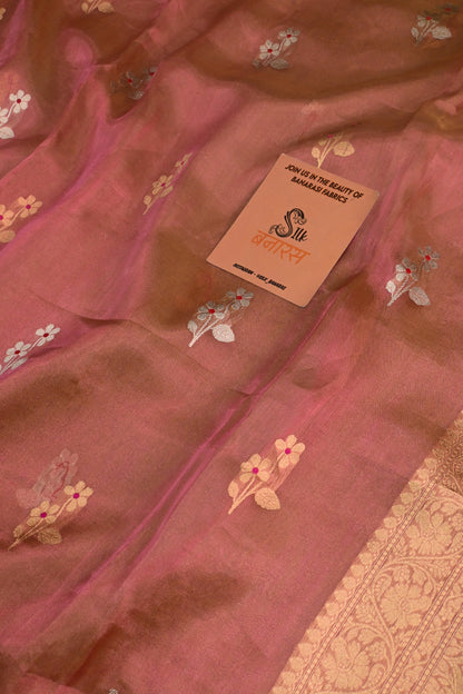 Shimmering handwoven tissue silk saree