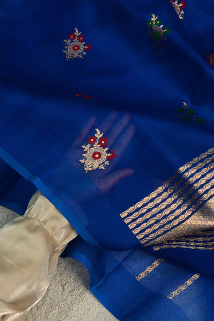 Handwoven pure Minakari Kora organza saree